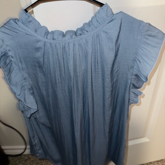 Women's Blue Ruffle Top - Picture 2 of 2